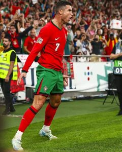 Ronaldo celebrates after scoring against Germany